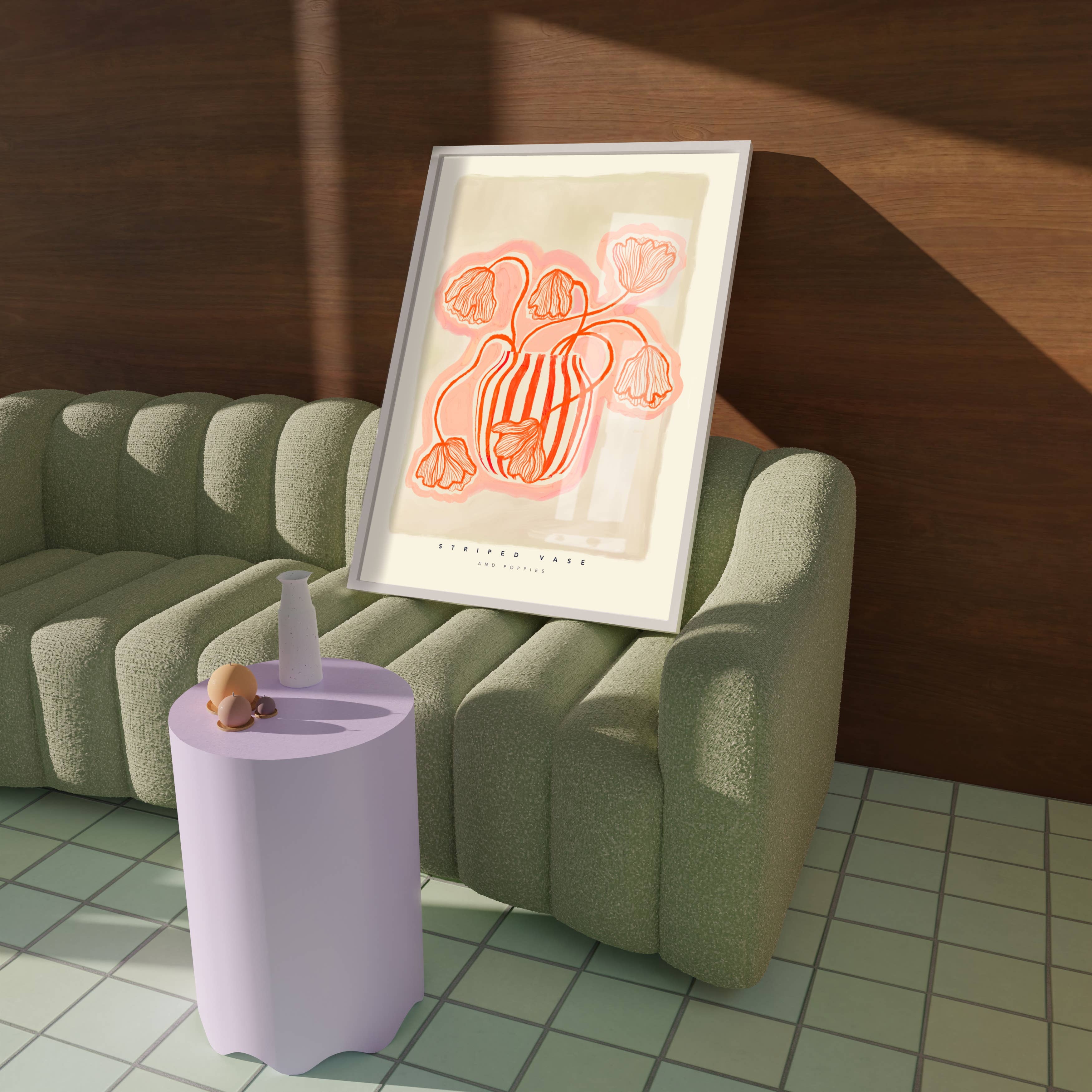 Kate Fox Design – wholesale Konsttryck – Vas Art Print, Rosa med rött tryck, handritad konst, Boho2