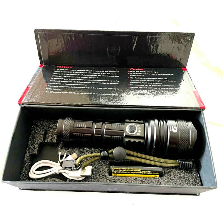 HASHIR PRODUCTS - Vente Lampes de poche - Lampe de poche LED super lumineuse de 8400 lumens avec étui rechargeable