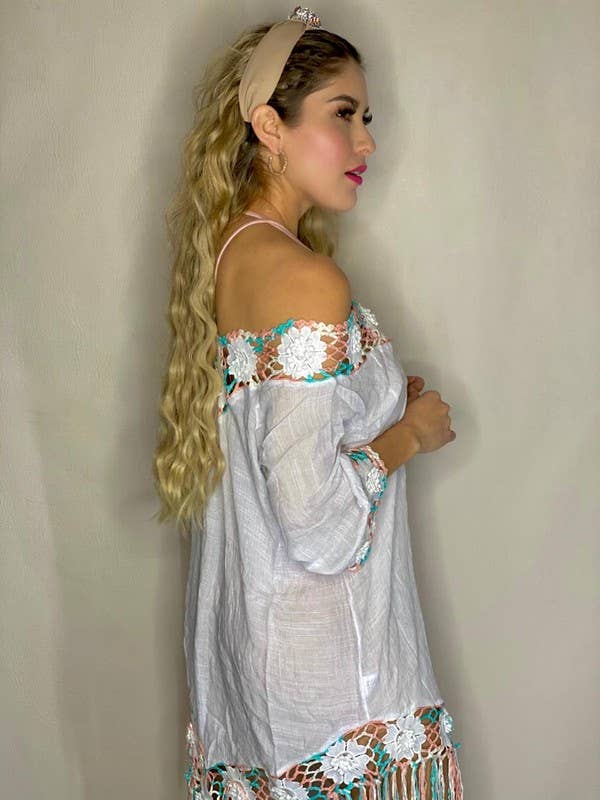 White Combo One Piece Cover Up - HT1049 for wholesale on Faire1