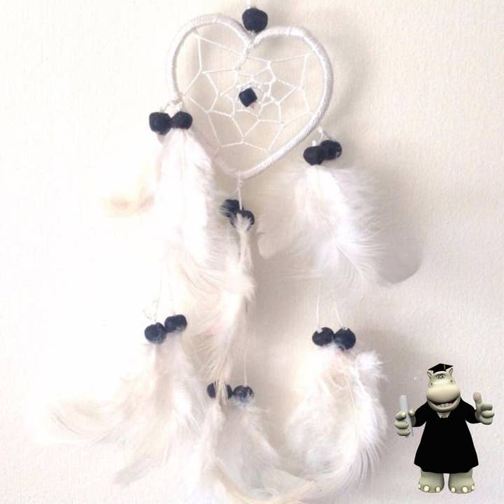 SMALL WHITE HEART SHAPED DREAM CATCHER for wholesale by The Perfect Gift Shop UK Limited