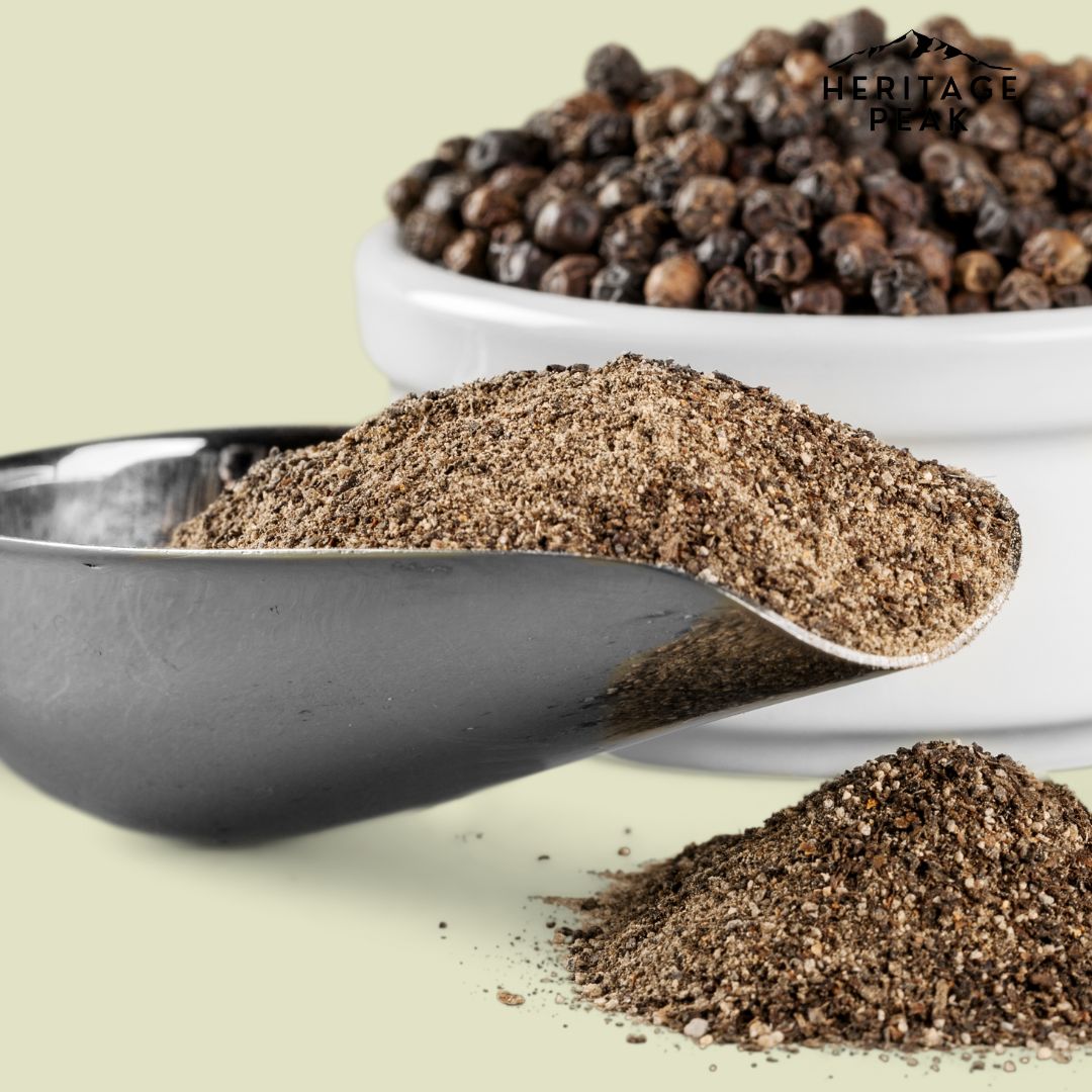 The Heritage Peak - Wholesale Dried Spice - Organic Ground Black Pepper 1.6oz1