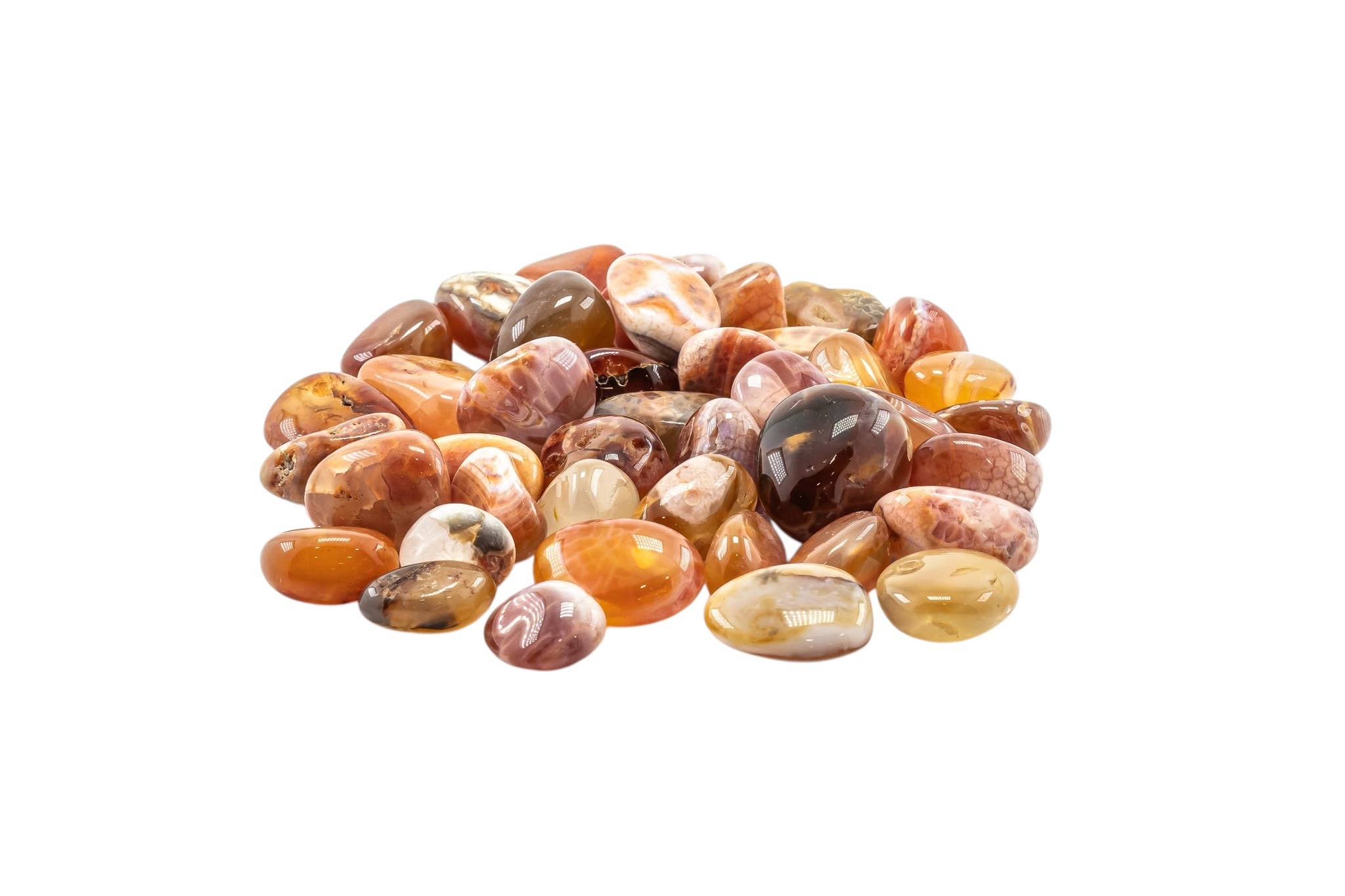 Quasar Gems USA – Pedra/cristal espiritual por atacado – Ágata de Fogo Rolada 20-30mm 1KG/2lbs2