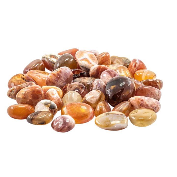 Quasar Gems USA – Pedra/cristal espiritual por atacado – Ágata de Fogo Rolada 20-30mm 1KG/2lbs2