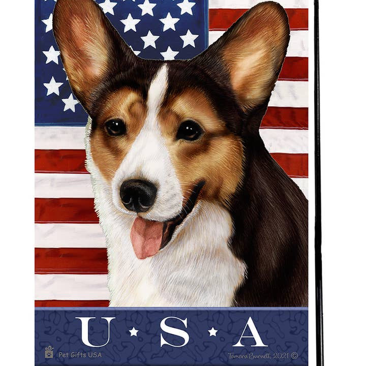 Pet Gifts USA, LLC - Vente Drapeaux - Cardigan Corgi Sable & White True Blue Garden Flag
