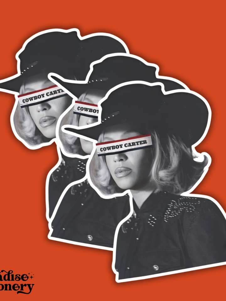 Thee Cowboy Lady Glossy Vinyl Sticker for wholesale by Paradise Stationery LLC