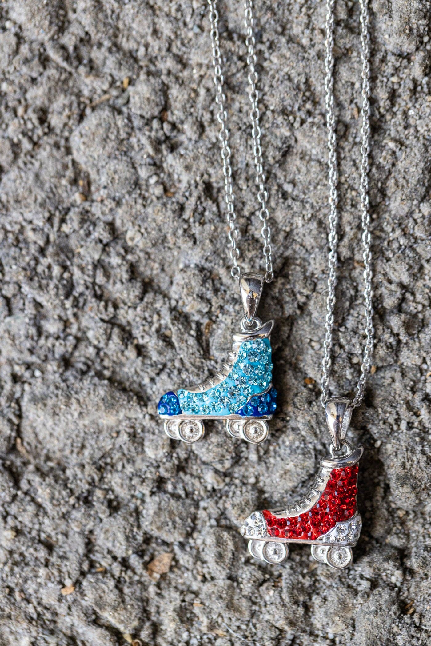 Annie and Sisters - Wholesale Pendant/Charm Necklace - Red Tennis Shoe Rollerskate Crystal Sterling Silver Necklace3