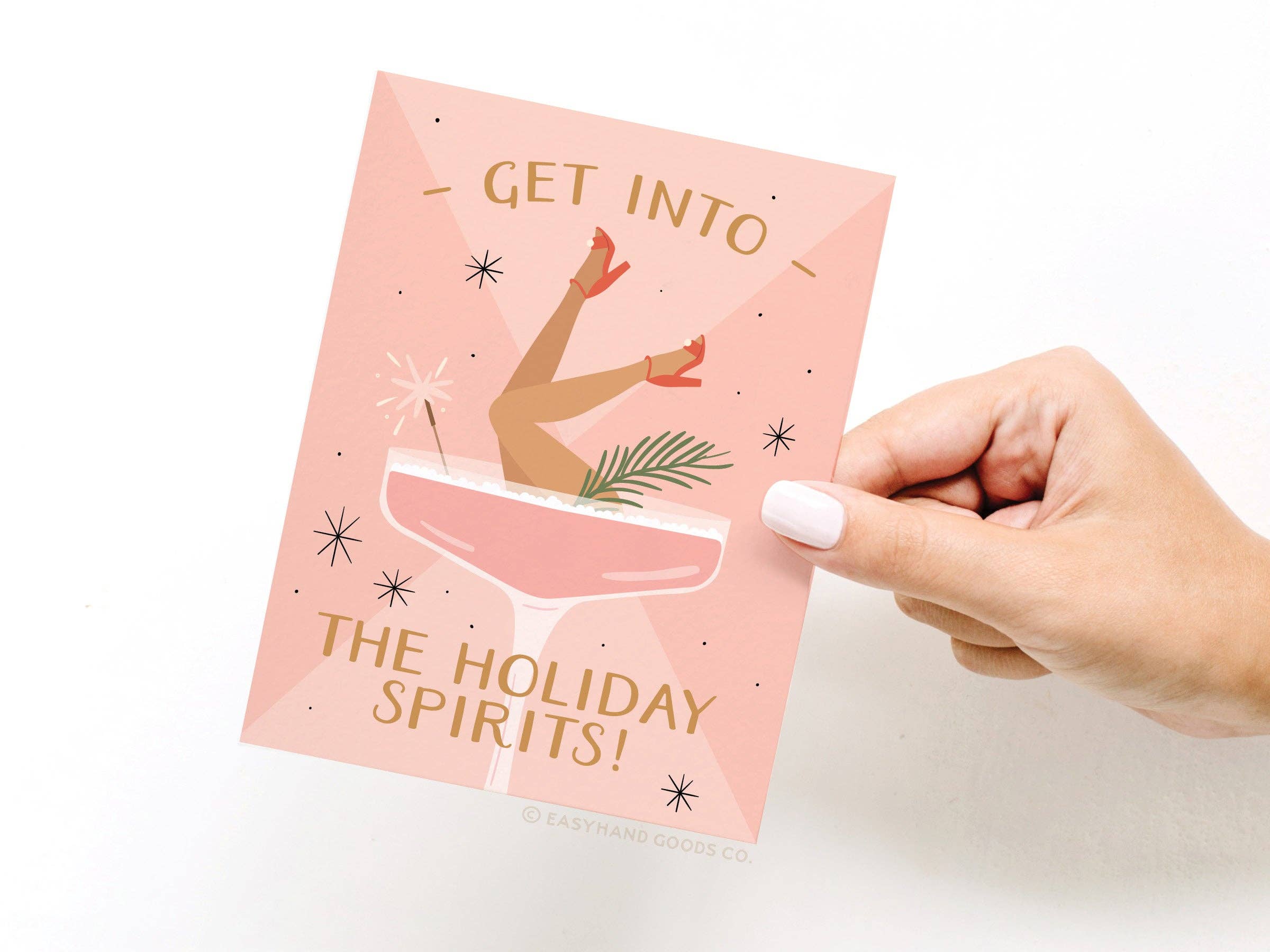 Easyhand Goods – formerly Onderkast - Wholesale Christmas Card - Get Into the Holiday Spirits Cocktail Greeting Card2