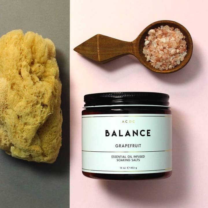 Balance Grapefruit Essential Oil Bath Soaking Salts Amber for wholesale by ACDC Co.