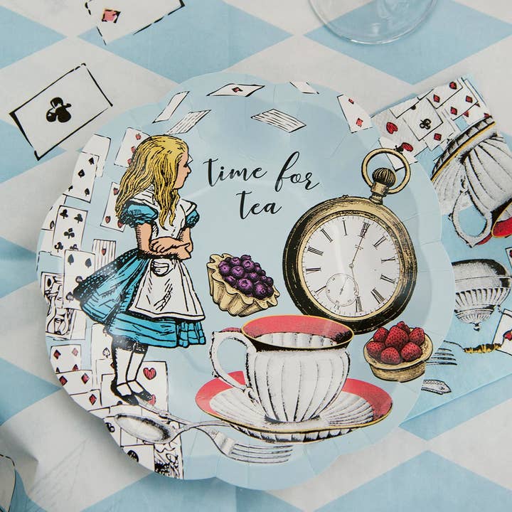 Talking Tables USA - Wholesale Disposable Plate - Alice in Wonderland Scalloped Plate | 12 Pack | Tea Party |