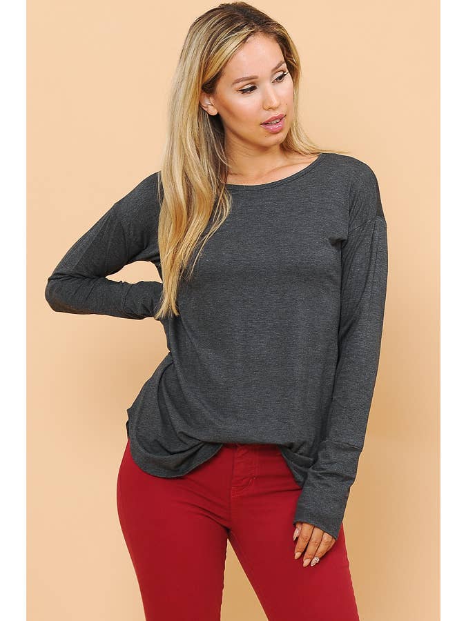 Burgundy Apparel - Wholesale Tunic - Women's - LONG SLEEVE TOP WITH THUMB HOLE18