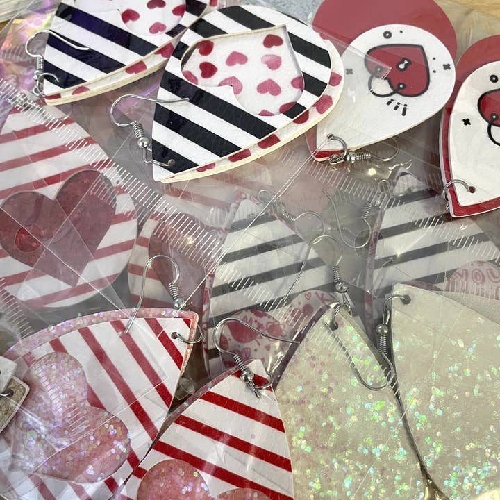 Grab Bag of Valentines Leather Earrings for wholesale by Kate Tuesday Jewelry