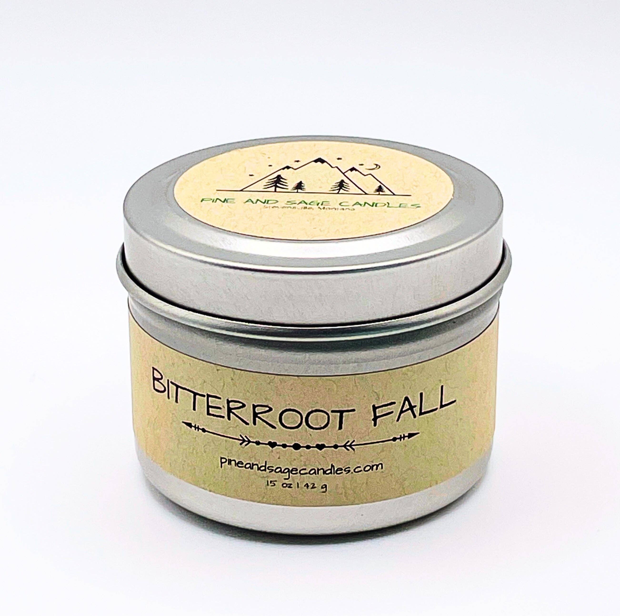 Pine and Sage Candles – wholesale Reseljus – Bitterroot Fall - 6 oz Svart Matt Ljusstake i Plåt4
