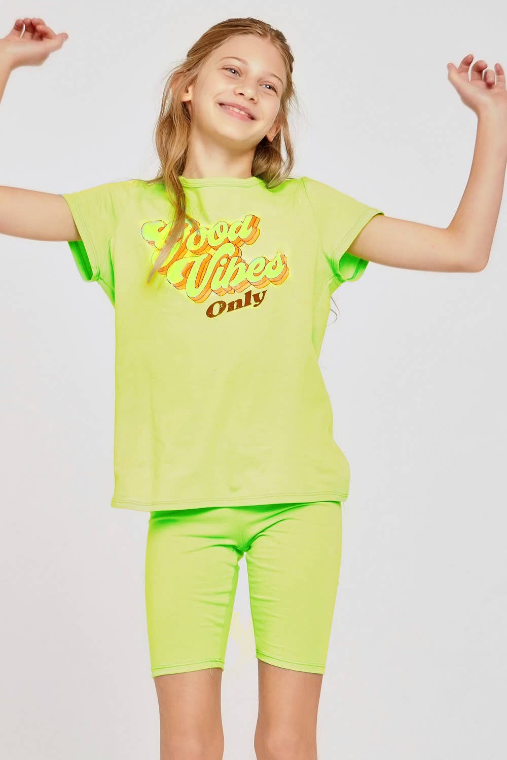 Good Girl - Vendita all'ingrosso Completo top e pantaloncini - Bambini - Good Vibes Only Graphic Tee e pantaloncini da motociclista8