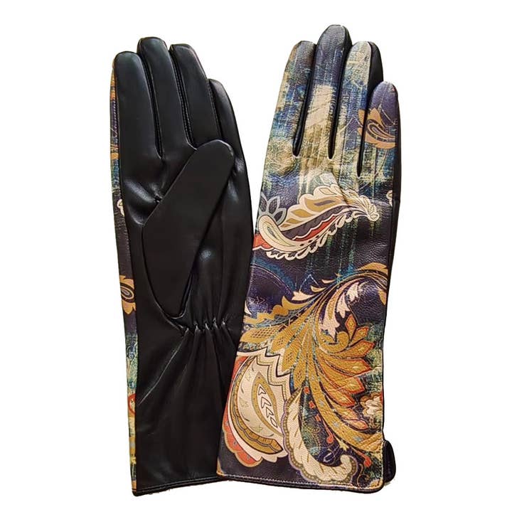 Dupatta Designs - Wholesale Gloves - Women's - Sawyer Paisley Print Leather Gloves O/S MED