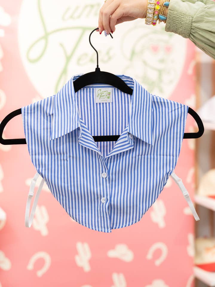 BLUE & WHITE STRIPED COLLAR for wholesale by Summer Tees