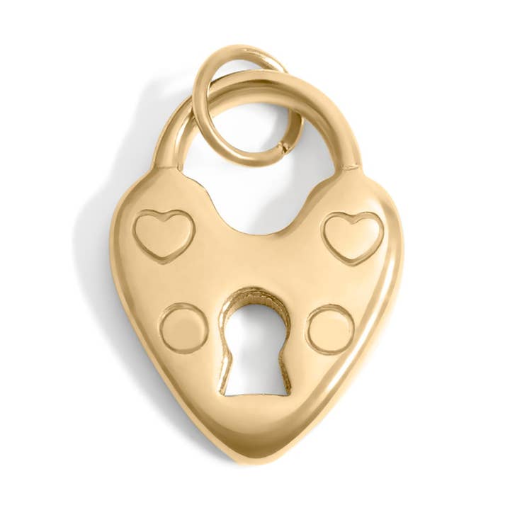 WJW – wholesale Individual charm/pendant – 18K Gold PVD Stainless Steel Vintage Heart Lock Charm0