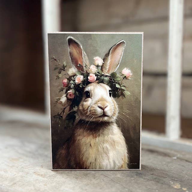 JanMichaels Art & Home - Vente Décorations de table - JO218 Bloc Lapin Couronné