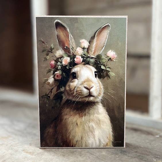 JanMichaels Art & Home - Vente Décorations de table - JO218 Bloc Lapin Couronné0