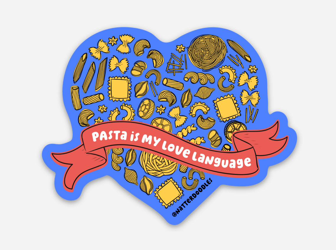 NatterDoodle - Wholesale Sticker - Pasta Is My Love Language Sticker – Heart Noodle Food Lover 3