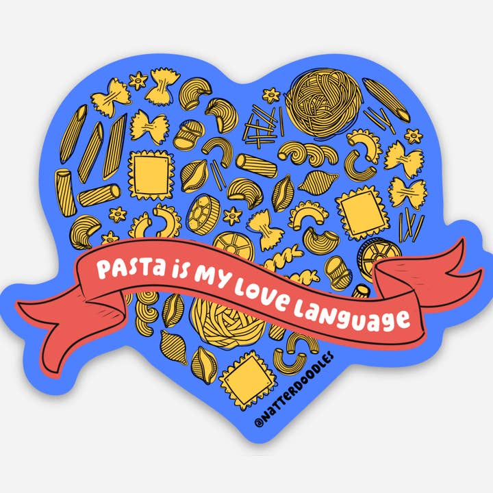 NatterDoodle - Wholesale Sticker - Pasta Is My Love Language Sticker – Heart Noodle Food Lover 3