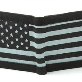 Carteira bifold de couro Rfid com estampa de bandeira americana e aba por atacado de Leather Impressions Inc