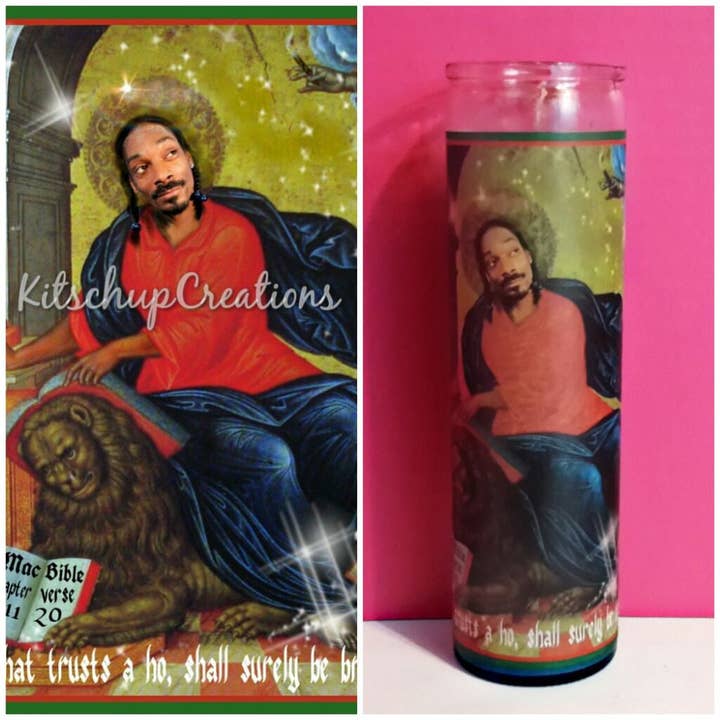 Snoop Dog Prayer Candle for wholesale by Kitschup Creations