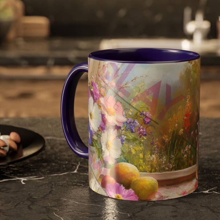 Slay Eclectic – wholesale Kaffekoppar – Färgglad Blommig Designmugg - 11oz Kaffekopp för Naturälskare, Färgglad Blommig Mugg, AI Konst Kaffekopp, Livfullt Blommönster, Keramisk Mugg0