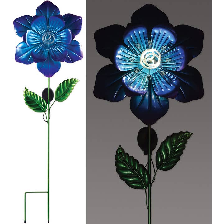 Sunset Vista Designs - Wholesale Garden/Lawn Stake - Solar Coil Flower-Blue-44"
