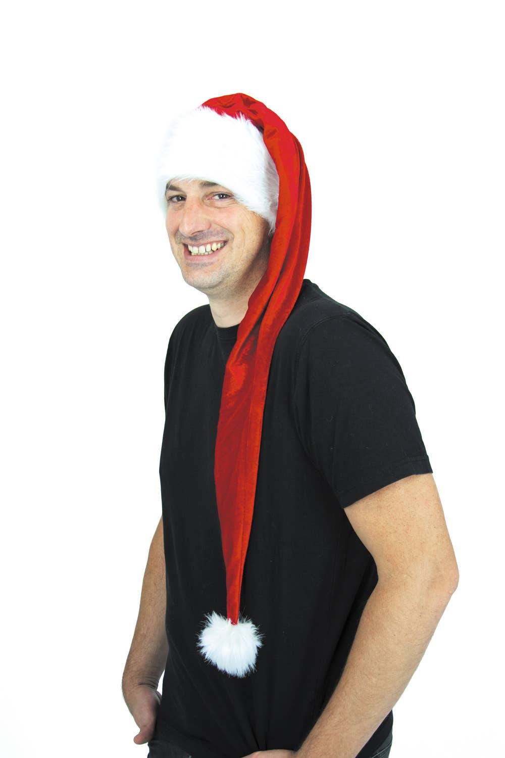 Party Pro - Wholesale Costume - Unisex - EXTRA LONG VELVET SANTA HAT1