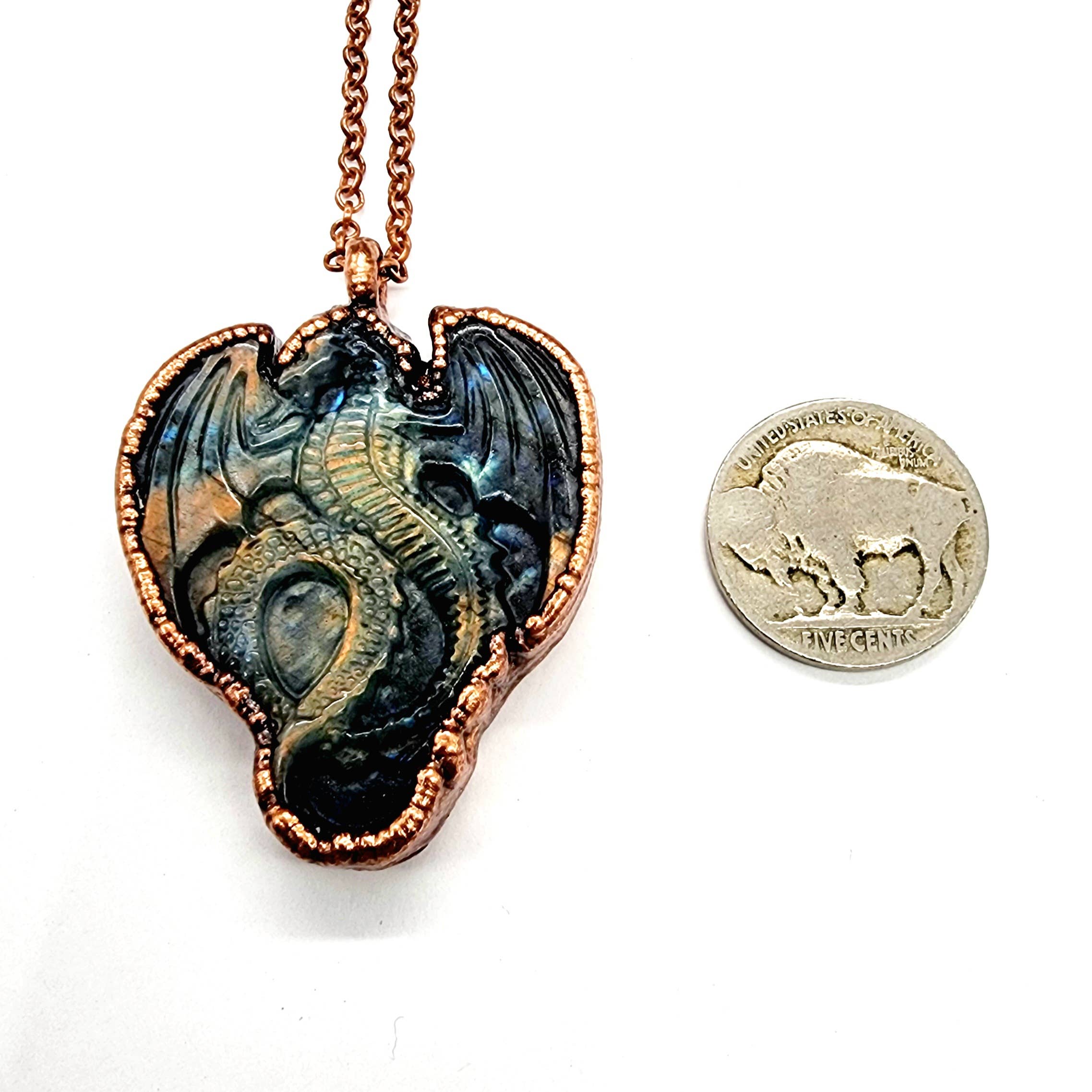MergingMetals - Wholesale Pendant/Charm Necklace - Carved Labradorite Dragon Necklace 4