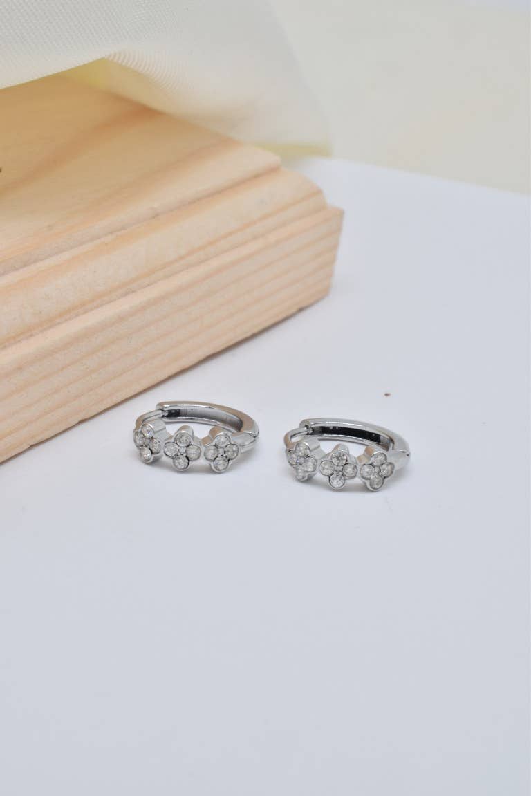 Kapyco - Wholesale Hoop Earrings - Mini Creole Rhinestone in Stainless Steel - BO1004159