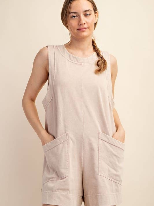 JP9350PL37 ROMPER IN MINERAALGEWASSEN KATOEN IN GROTE MATEN voor wholesale door Sunday Morning