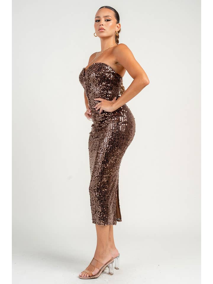 PRIVY - Wholesale Dress - Women's - PD79327S / WIRE INSET TUBE MIDI DRESS1