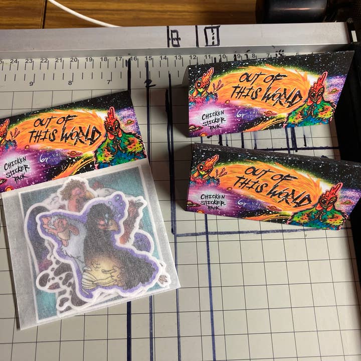 The Empathetic Chicken - Wholesale Phone & Laptop Stickers - Out of this World Chicken Vinyl Die Cut Sticker Pack9