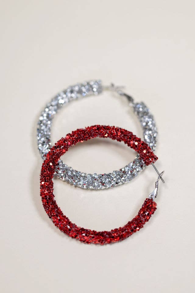 TLD Designs - Venta al por mayor Pendientes de aro - Aros con purpurina para el día del juego4