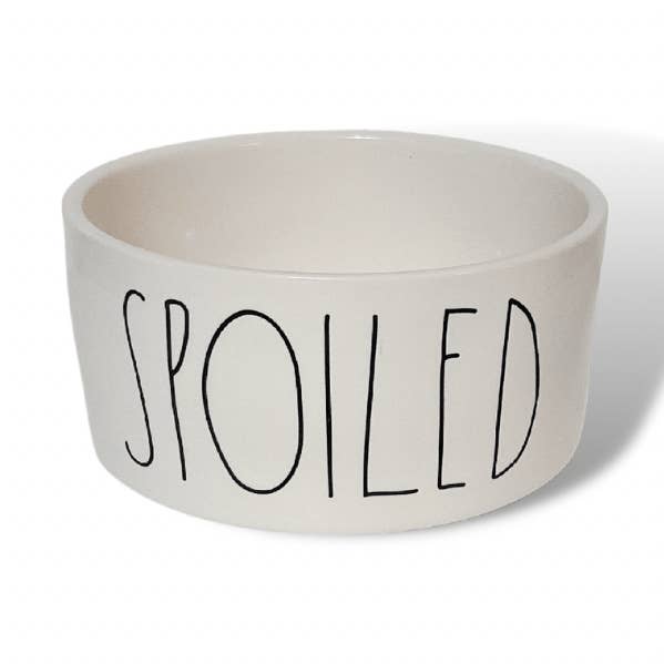Rae Dunn hundskål ”Spoiled” Medium 6" keramisk hundskål | Farmhouse Stoneware Hundskål för wholesale av Nevsher Lior