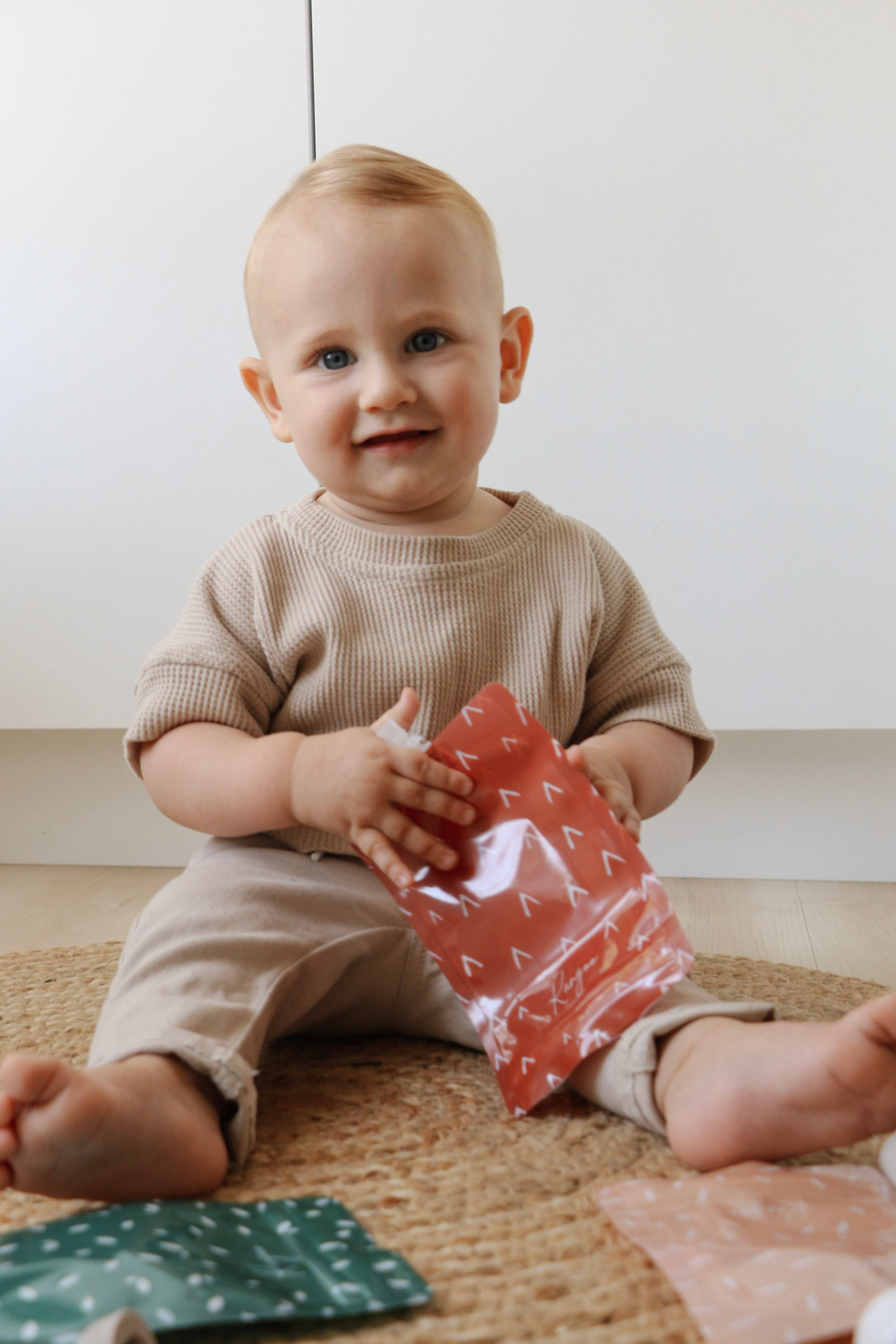 Kangoo et cie - Vente Sachet de conservation/film alimentaire - Pochettes réutilisables pour aliments pour bébés - Pochettes de stockage à presser 6x BOHO11