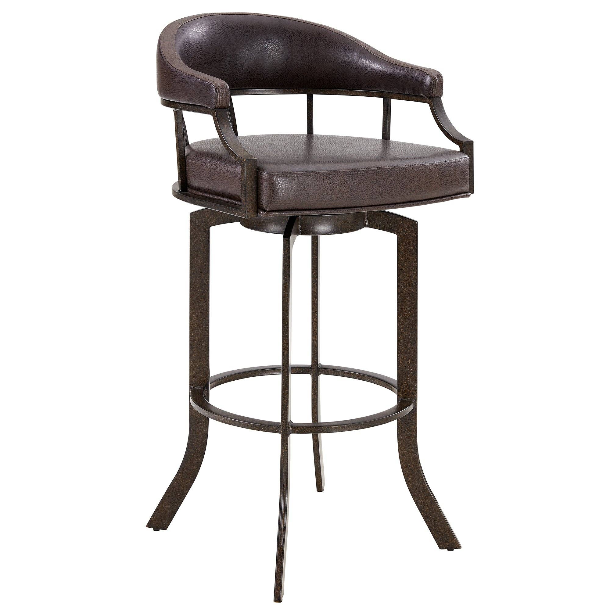 Armen Living - Wholesale Stool - Edy Modern Faux Leather and Metal Swivel Barstool4
