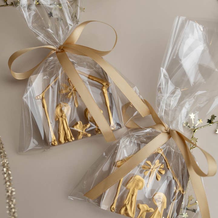 HappiesByAMS - Wholesale Decorative Tabletop Object - Glass - 3x3 inch Gold Nativity1