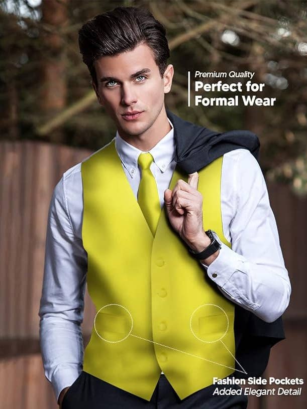 Dubal Brothers - Wholesale Suit Vest - Men's - Vittorio Farina Solid Satin Vest Set (White Back) Var. 01 (Beige-Maize)38