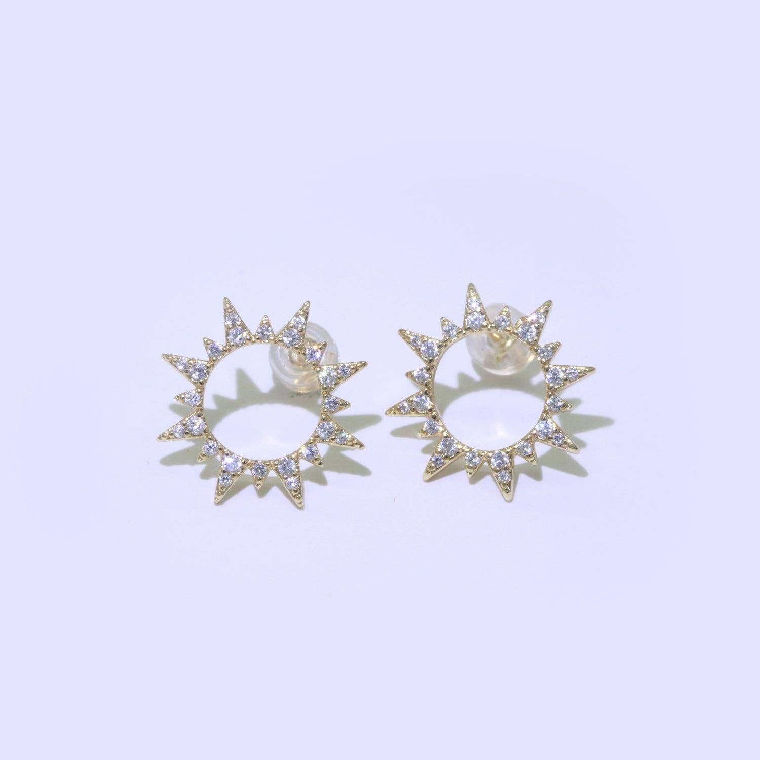 Aim Eternal - Wholesale Stud/Post Earrings - Dainty Sun Burst CZ Stud Earring t-0483