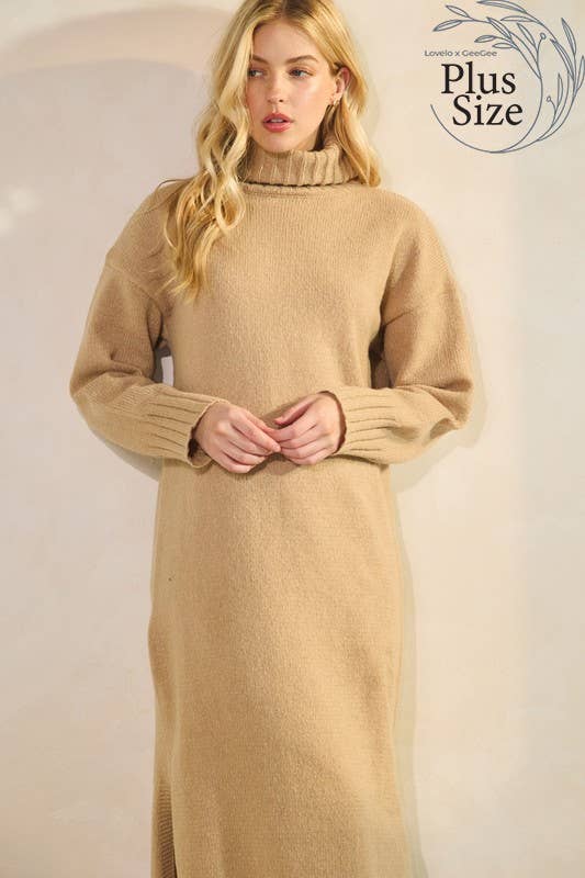 GeeGee x Lovelo - Wholesale Dress - Women's - Plus Midi Sweater Dress OD51977PL4