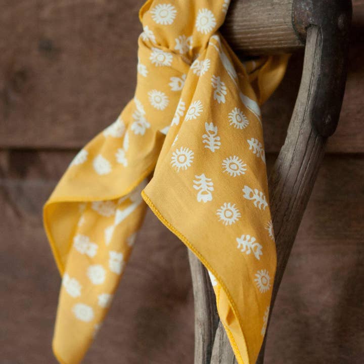 Abracadana - Vente Bandana – unisexe - Bandana Floral Jaune Doré3