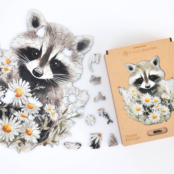 Cheeky Raccoon Jigsaw A4 Premium Box for wholesale by Lubiwood