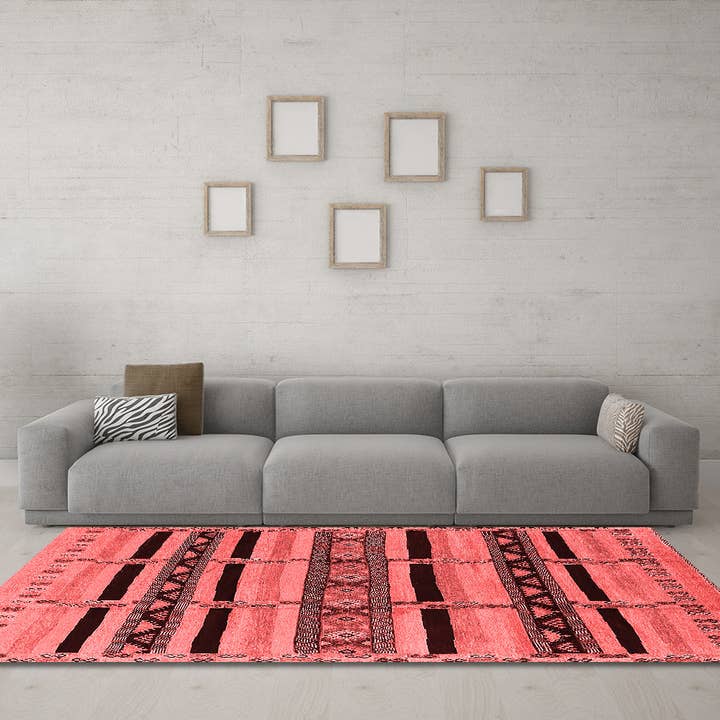 Machine Washable Solid Red Modern Area Rugs for wholesale by Ahgly