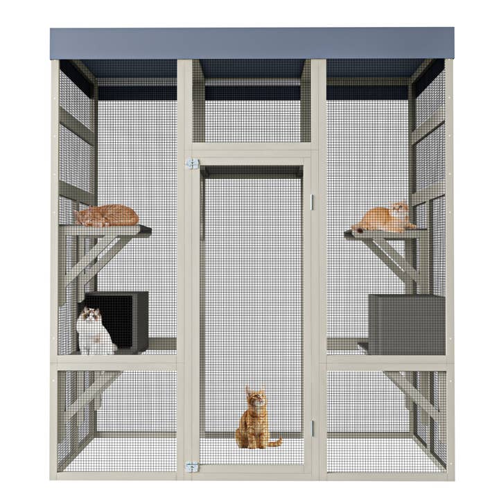 39F Inc. - Wholesale Pet Carrier - Cat - 62.6" Outdoor Wooden Catio for Cats with Waterproof Roof