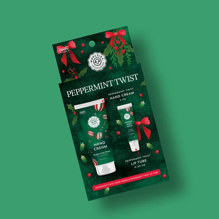 Woolzies - Wholesale Hand Cream/Lotion - Peppermint Twist Hand Cream & Lip Mask Duo – Holiday Set1