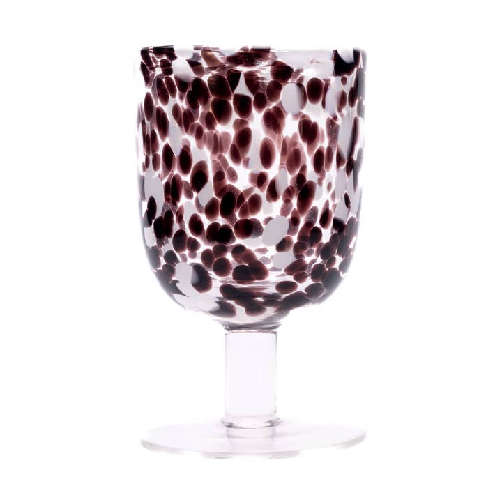 Red Wine Print Wine Glass for wholesale by The Glass House Wholesale Interiors Ltd.
