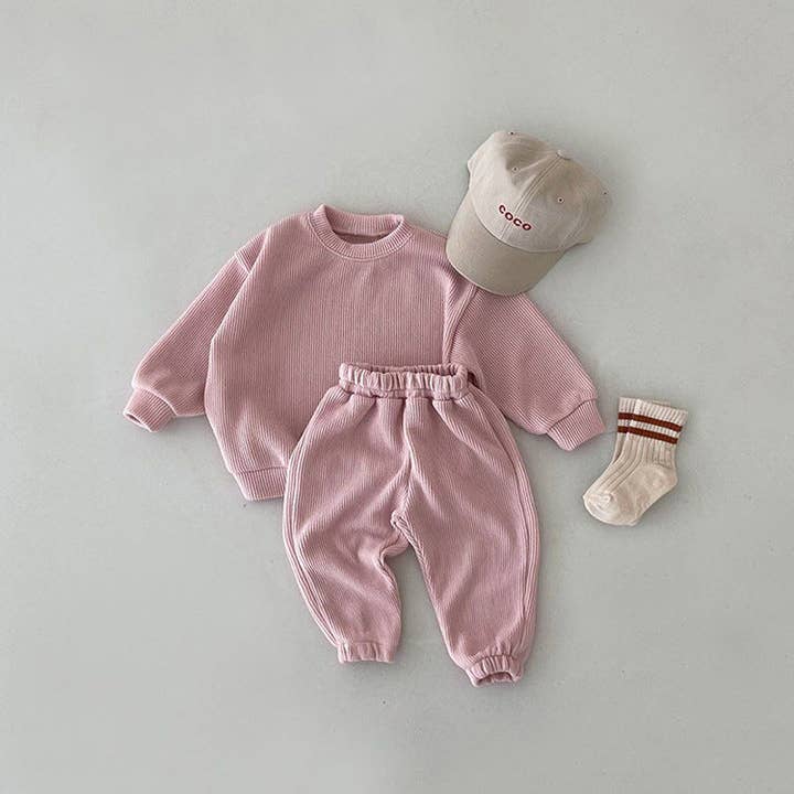 MyKids-USA® - Wholesale Clothing set – Baby - Baby Solid Color Long Sleeve Simple Style Hoodie Sets4
