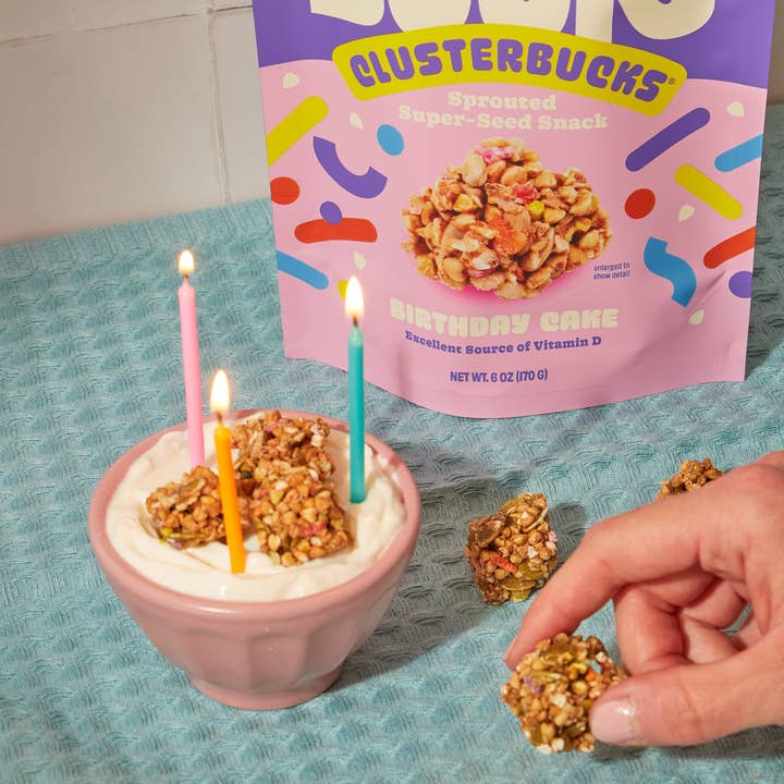 Lil Bucks - Wholesale Snack Bar - Clusterbucks Gluten-Free Bites - Birthday Cake - 6pk2